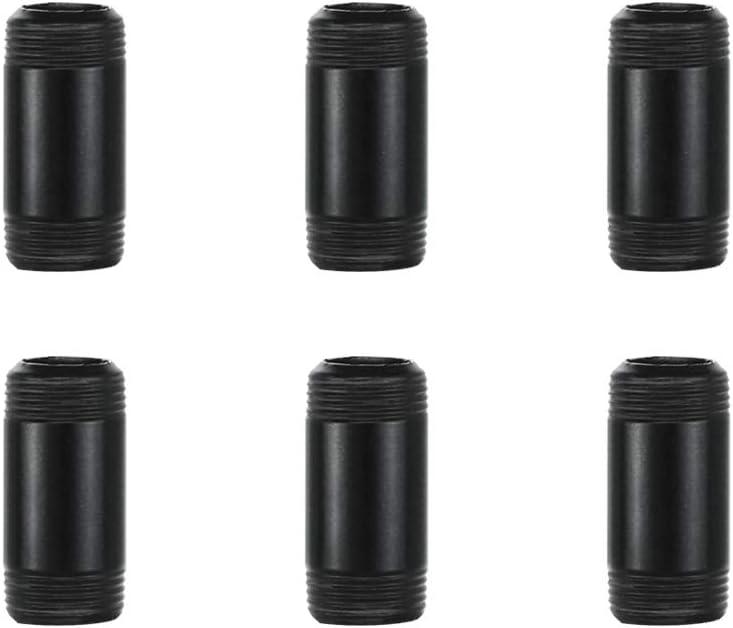GeilSpace 6 Pack 3/4"  2" Pre-Cut Black Metal Pipe, Industrial Steel Fits Standard Three Quarters Inch Black Threaded Pipes and Fittings - Vintage DIY Industrial Shelving (3/4"  2")