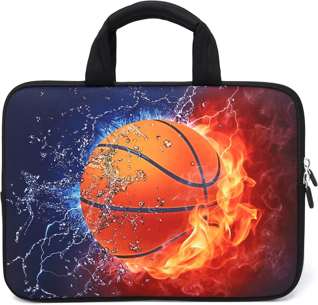 14 15 15.4 15.6 inch Laptop Handle Bag Computer Protect Case Pouch Holder Notebook Sleeve Neoprene Cover Soft Carrying Travel Case for Dell Lenovo Toshiba HP Chromebook ASUS Acer (Cool Basketball)
