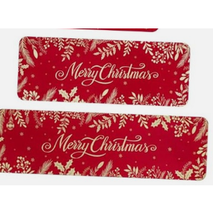 Christmas Kitchen Rug Sets of 2, Xmas Holly Pine Branches Leaves Kitchen Mats