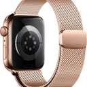Compatible for Apple Watch Band , Stainless Steel Magnetic Absorption Strap Metal Mesh Wristband Sport Loop for iWatch Strap 38 mm 40mm 42 mm 44mm Series 6/ SE/ 5/ 4/ 3/ 2/ 1 (Rose Gold, 42MM/ 44MM)