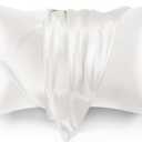 Love's cabin Satin Pillowcase for Hair and Skin, Similar to Silk Pillow Cases for Women, Pillow Case Queen Size Set of 2, Satin Cooling Pillow Cover with Envelope Closure, 20x30 Inches, Ivory