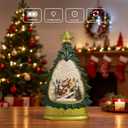 Christmas Snow Globes, Lighted Christmas Tree Glittering Water Snow Globe Lantern with Light & 8 Music for Xmas Decorations Gift - Santa Claus