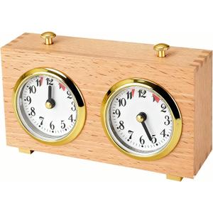 Analog Wood Chess Clock Timer, Clocks for Playing Chess, No Batteries Required, Analogue Count Up/Count Down Timer for International Chess Games Tournament (Vintage)