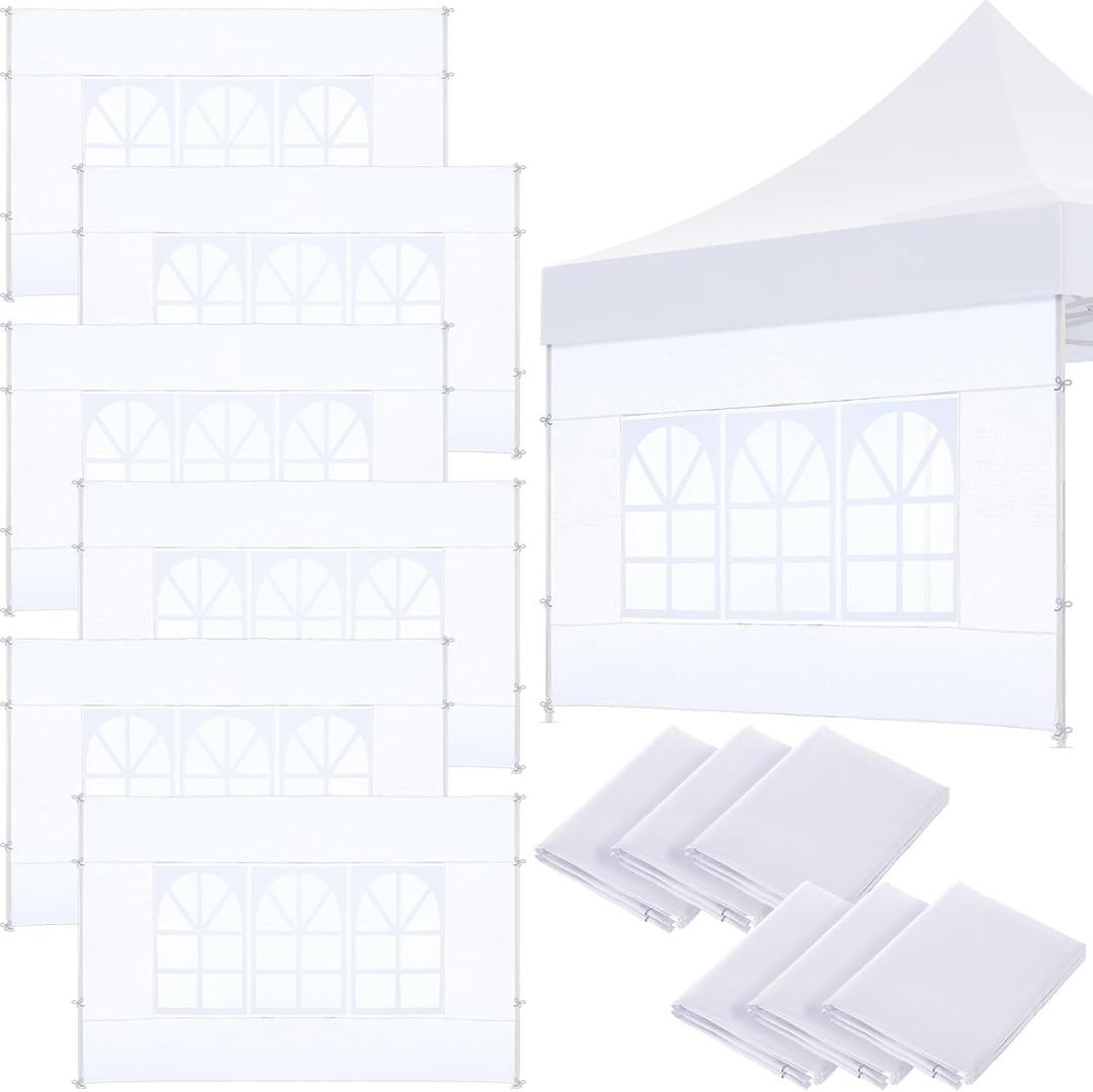 Windyun 6 Pcs Sunshade Sidewall with Window Only Tent Sidewalls for 10 x 10 Feet Pop up Canopy(White)