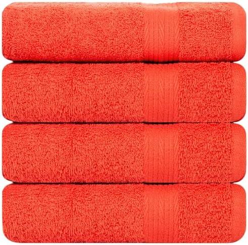 Ample Decor Hand Towels for Bathroom 18 X 28 Inch 600 GSM 100% Cotton, Soft Absorbent - 2 Pcs Orange