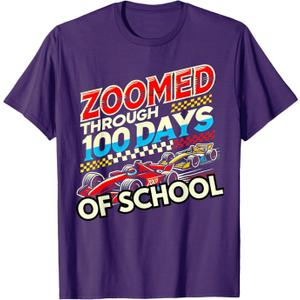 100 Days Of School Race Car Racing Happy 100th Day Of School T-Shirt XS