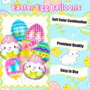 2 x Happy Easter Balloons, Easter Egg Balloons and Bunny Balloon, Colorful Easter Party Decorations (Easter Egg)