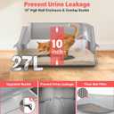 2PACK Stainless Steel Cat Litter Box, Extra Large Litter Boxes for Big Cats | High Sided, Anti-Urine Leakage, Odor Free, Non-Sticky, Easy Cleaning, Include Mat & Scoop