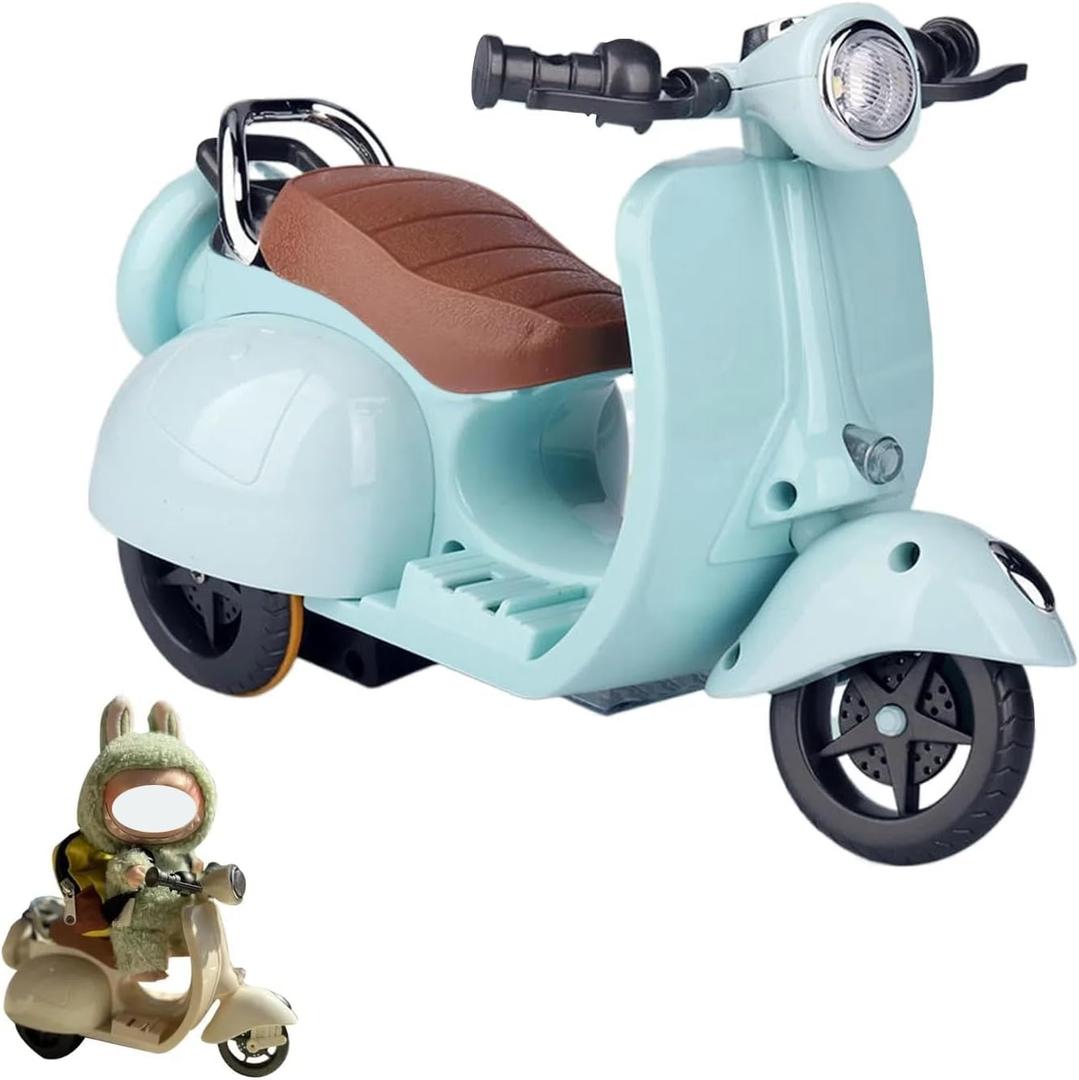 Scooter for Labubu with Light and Music, Have A Seat for Labubu Accessories, Mini Electric Doll Scooter Interactive Decor Desktop Ornaments for Labubu Collectors