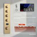 Brushed Gold Shower System Temperature Display Shower Faucet Set with 12 inch and 8 inch Full Body Shower Head, with 6 PCS Body Jet and Handheld Spray