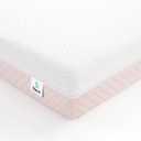 Dourxi Mini Crib Mattress, 38x24X4 Inch Dual Sided Comfort Gel Memory Foam, Breathable Premium Baby Mattress for Mini and Portable Cribs w/Removable Outer Cover - White&Pink