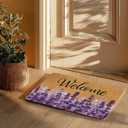 Lavender Door Mat, 30x17 Inch Spring Non-Slip Front Door Welcome Mat | Lavender faux coir doormat with non-slip backing for porch, entryway, front door, and indoor outdoor use.