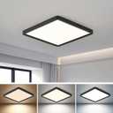 16 Inch Square LED Flush Mount Ceiling Light, 40W 4000LM, 3000K/4000K/6000K CCT Selectable,Black Super Slim Low Profile Ceiling Light Firxtue for Bedroom/Kitchen/Living room/Dinning room/Hallway