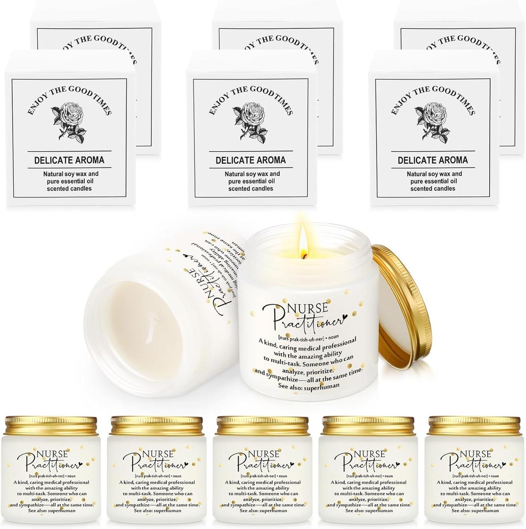 Lewtemi 12 Pcs Nurse Week Gifts Nurse Practitioner Scented Candles Bulk 3.5 oz Soy Wax Jar Holiday Scents for Medical Nursing Assistant Office Doctor Team Group Coworkers Graduation
