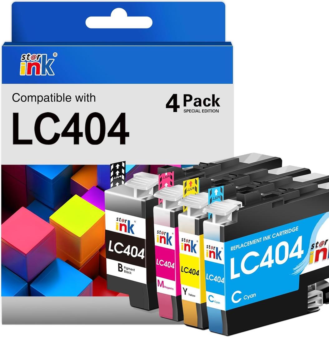 Compatible LC404 Ink Cartridges for Brother Printer Replacement for LC404 LC404 XL Ink Cartridge Compatible with Brother MFC-J1205W Ink Cartridges MFC-J1215W MFC J1205W J1215W Printer (4Pack)