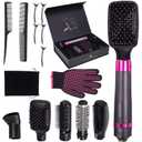 5 in 1 Hair Dryer Brush, Negative Ion Electric Hot Air Blow Dryer Brush Comb (Black-Red)