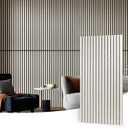 Art3d 2 Wood Slat Acoustic Panels for Wall and Ceiling - 3D Fluted Sound Absorbing Panel with Wood Finish - White Elm