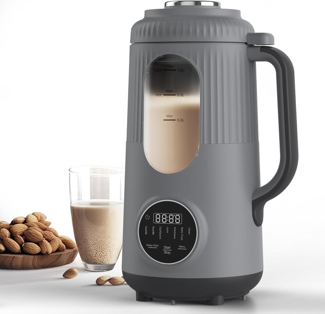 8 in 1 Nut Milk Maker,35oz(1000ml) Automatic Homemade Almond, Oat,Blenders,Plant-Based Milk and Non-Dairy Beverages, Milk Maker Machine with Delay Start/Self Clean