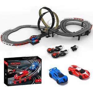 Slot Car Race Track Sets, 2 High-Speed Track Cars, Lap Counter, Birthday Gift for Kids Boys Girls Ages 6 7 8 9 12 (Red)