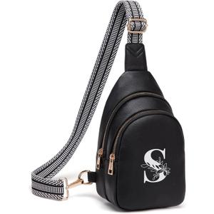 Crossbody Bags for Women Initial Sling Bag Cross Body Fanny Packs Personalized Gifts for Mom Women Wife (Black)