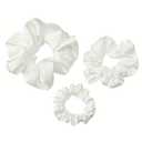 3 Pieces Satin Scrunchies Set for Hair No Crease Elastic Hair Ties for Women and Girls (White)
