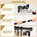 YaFex Curtain Rods 32-144 Inch, Heavy Duty 1 Inch Adjustable Curtain Rod for Windows, Black Extra Long Window Treatment Rods, Modern Design, Easy Installation