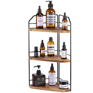 INIUNIK Corner Bathroom Counter Organizer - 3 Tier Wood Vanity Counter Shelf Perfume Skincare Holder, Countertop Corner Shelf Organizer for Bathroom, Kitchen, Brown