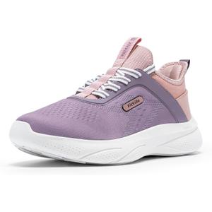 FitVille Extra Wide Shoes for Women, Hands Free Slip On Sneakers Lightweight Wide Walking Shoes Arch Support Comfortable Orthopedic Shoe for Standing All Day - ZephyrLite V4 (Mauve/Pink)  7W