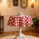 Waterproof Plaid Tablecloth Fabric - Round 25 Inch Classic Gingham Checker Table Cloth for Indoor/Outdoor Use - Buffalo Table Cover for Picnics, BBQs, and Parties (Red White)