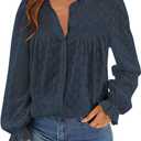 PRETTYGARDEN Women's Lace Long Sleeve Button Down Blouse (S)