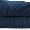 CozeCube Navy Blue Throw Blanket for Couch, Soft Cozy Cable Knit Throw for Bed Sofa Living Room, Lightweight Warm Decorative Farmhouse Christmas Blanket, 60"x80", Navy Blue