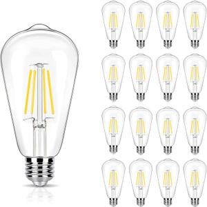 16 Pack LED Edison Bulbs 40W Equivalent, Not-dimmable 4 Watt LED Filament Bulb, 4000K Cool White ST19 Light Bulb, 450LM E26 Vintage Bulbs for Ceiling Light Fixtures