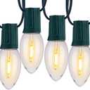 Minetom Vintage C9 Christmas Lights Outdoor, 25 Feet 25 LED C9 Christmas Decorations, Connectable Waterproof String Lights for Holiday Party Roofline Backyard Garden Patio, E17 Base, Warm White