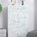 17.3"x197" Wallpaper Peel and Stick Green White Leaf Flower Contact Paper for Bedroom Bathroom Drawers and Cabinets Self-Adhesive Waterproof Removable Stripe Boho Vinyl