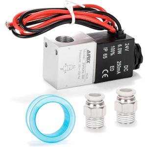 2V025-08 Pneumatic Solenoid Valve DC24V, 2 Way Normally Closed, 1/4" NPT, Pilot-Operated Single Coil, Fast Response Electric Air Valve Out Of Line & Quick Connect Fittings