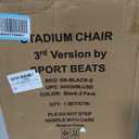 SPORT BEATS Stadium Seats with Back Support Bleacher Chairs with Back and Cushion Thick Padded Bleacher Seats Includes Shoulder Strap Black 2pcs Standard