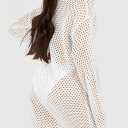 Pink Queen Crochet Swimsuit Cover Up for Women 2025 Sexy Hollow Out Bikini Bathing Suit Coverup Knit Beach Swimwear Dress (White, M)