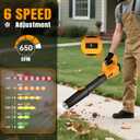 Leaf Blower Cordless,Electric Leaf Blower with 2 4.0Ah Battery Powered and Fast Charger, Cordless Blowers for Lawn Care and Car Dust Snow Blower,6 Speed Control,Orange