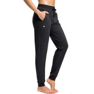 G Gradual Women's 32" Inseam Tall Sweatpants Cotton Joggers with Zipper Pockets Yoga Lounge Athletic Pants for Women (Black)