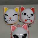 CAFELE 3Pcs Demon Led Slayers Fox Mask Halloween Mask Japanese Anime Cosplay Glowing Masks for Masquerade Festival Party