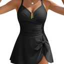 Blooming Jelly Womens Tummy Control One Piece Swimsuits Criss Cross Push Up Bathing Suits U-Wire Ruched Swim Dress 2026, XL