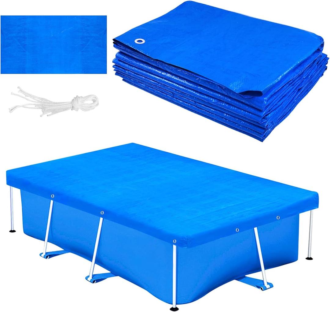 7 x 5ft Rectangular Pool Cover for Frame Above Ground Pool Cover 87" X 59" Rectangle Frame Swimming Pool Cover for Rectangle Frame Pool Heavy Duty Pool Cover Protector for Garden Swimming Pool Cover