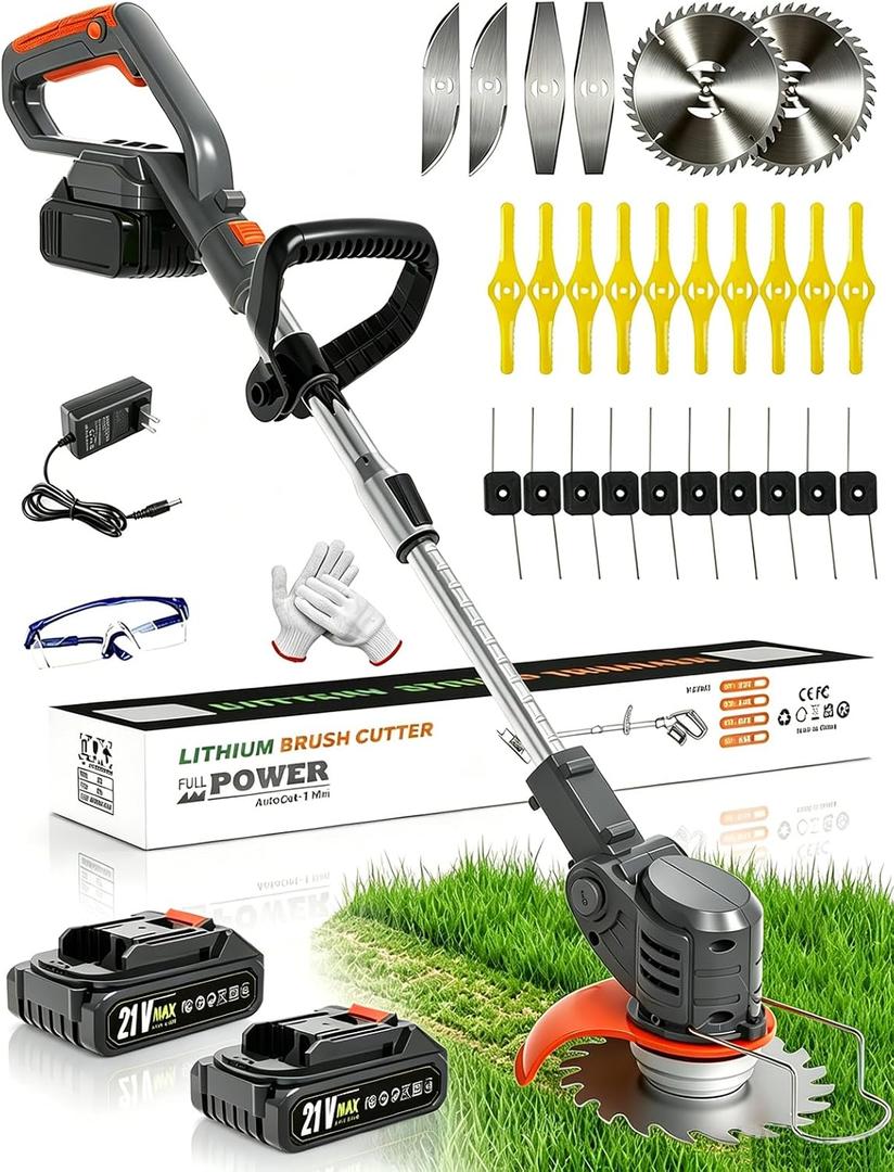Electric Weed Wacker,Lightweight 21V Cordless Weed Eater with Metal Blade