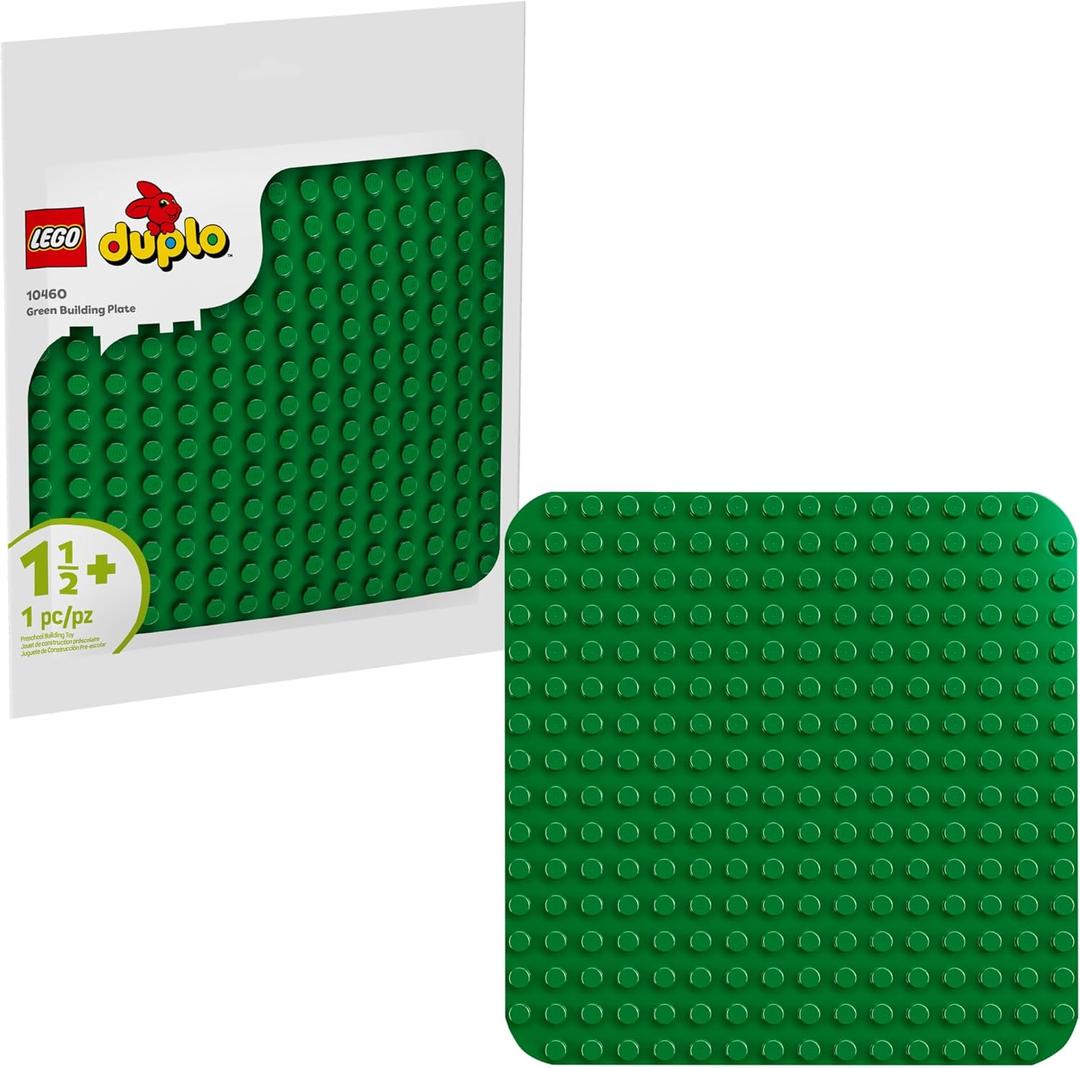 LEGO DUPLO Green Building Plate - 16x16 Stud Learning and Educational Building Toy for Toddlers, Preschool, Boys and Girls, Ages 1.5+ - Gift Ideas for Birthdays - 10460 (9x9 inch)