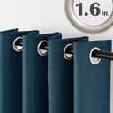 jinchan Room Darkening Linen Textured Curtain 45 Inch Length for Living Room Room Darkening Thermal Insulated Grommet Top Window Drape for Bedroom 52" W x 45" L Blue 1 Panel