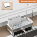 Laveshop Sponge Holder for Kitchen Sink, Rustproof Stainless Steel Sink Caddy with Auto-Drain, Removable Brush Holders, Soap and Dishcloth Organizer, White