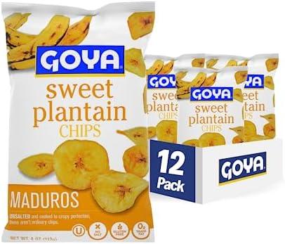 Goya Foods Sweet Plantain Chips, 4 Ounce (Pack of 12) Best Before 10/12/25