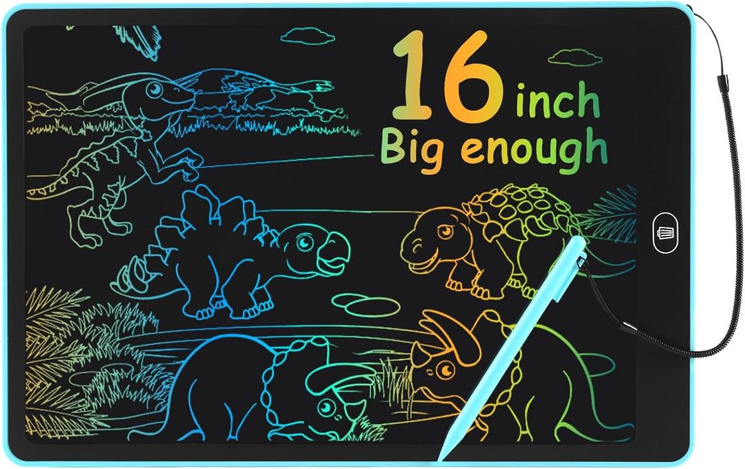 16 inch LCD Writing Tablet for Kids Adults,Colorful Drawing Pad Doodle Board School Supplies Christmas Gifts Toys for Girls Boys 3 4 5 6 7 8 Year Old Girl Boy Birthday Gift Ideas (Blue)