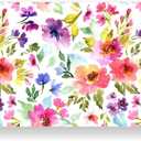 50 Sheets Floral Paper Placemat Watercolor Flower Disposable Place Mat Spring Colorful Floral Decorative Paper Table Mat for Wedding Bridal Shower Dinner Table, 11 x 17 Inch