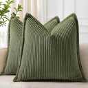 decorUhome Fall Corduroy Olive Green Throw Pillow Covers 22x22 Set of 2